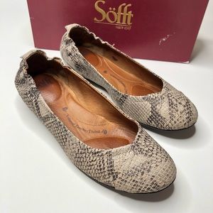 Söfft Sydney Paloma Snake Grey Leather Flat Shoes